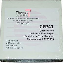 Thomas CFP41-047 Cellulose Quantitative Filter Paper, 4.7cm Diameter, 19-26 Micron, Fast Flow, Grade CFP41 (Pack of 100)-picture-24