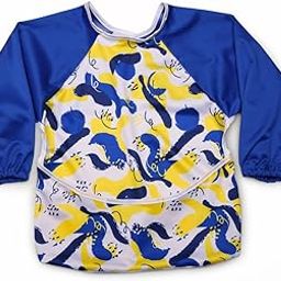 LuvLap Long Sleeve Baby Bib Cum Apron, Full Sleeve, Toddler's Leak-Free Baby Bib with Sleeves, Washable/Lightweight/Wipe able, Baby Feeding Essential, 6-24 Months, Bib Shirt with Pocket, Blue-16