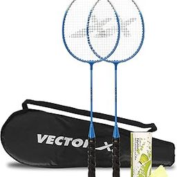 Vector X VXB-140 Aluminum Badminton Racket Pack of 3 Pieces Nylon Shuttles with Full-Cover Set-1
