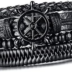 4PCs/Set Braided Wrap Leather Bracelets for Men Women Vintage Wooden Beads Ethnic Tribal Wristbands Bracelet-image-24