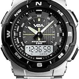 Analogue - Digital Men's Watch (Black Dial Silver Colored Strap)-image-14