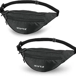 storite 2 Pack Waist Bag for Men & Women Fanny Pack Chest Bag for Women Waist Pouch for Men Waist Bag for Boys & Girls Fanny Bag - Black-picture-5