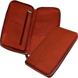 Genuine Leather RFID Protected Passport Holder||Card Holder||Debit Card Holder||Card Case with Metallic Zip Closure for Men & Women-15