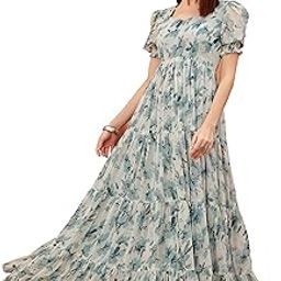 Women's Flared Gown Georgette All Over Print Maxi Length-image-44