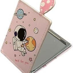 Portable Printed Compact Metal and Glass Mirror for Women for Purses and Handbags for Travel with 2x1 Magnification one Side (Colour and Print May Vary According to Availability)-50