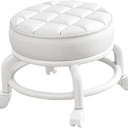 360° Rotating Low Roller Seat Stool Low Noise for Kitchen Barber Shop Office White | Home & Garden | Furniture | Benches & Stools-image-46