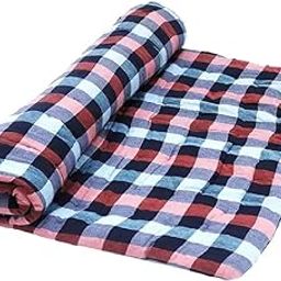 HB MSALA Single Bed Cotton Quilt Mattress Gadda – 4x6 ft (72x48 Inch) | Soft, Reversible & Foldable | Cotton-Filled Gadda for Sleeping & Relaxation | P-2 Black Check Pattern-image-35