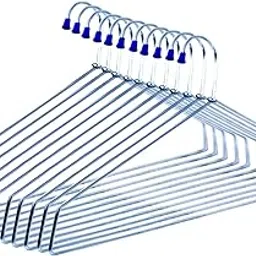 Heavy Duty Stainless Steel Clothes Hangers 15 inch – Non Slip, Space-Saving Wardrobe Organizers with 360° Rotating Hook for Suits, Sarees, Shirts, Pants & Non Slip Grooves Combo PECK of (12)-32