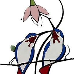 LR Decor Stained Glass Window Panel Suncatcher Hummingbirds Window Decor Green-image-6