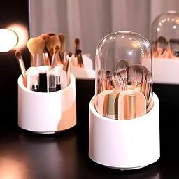 360° Rotating Dust-Proof 7-Compartment Organizer with Lid – Makeup Brush Holder, Pen Stand, Stationery Storage for Vanity, Desk, Office, Study Table, Dressing Table Organizer Box-picture-47