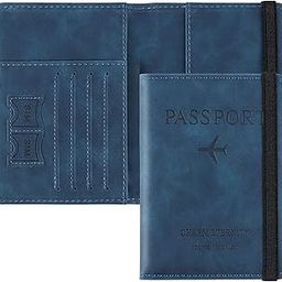 Leather Passport Holder, Travel Wallet with 6 Compartments, Credit Card and SIM Slots (Deep Blue)-image-23