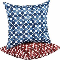 JMGBird 18×18 Inch Outdoor Lumbar Pillows Pack of 2 Colors Waterproof Throw Pillows with Insert Rectangular Decorative Garden Cushion for Home Furniture Patio Coach Sofa-17