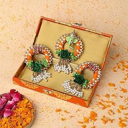 Traditional Cash Box Set with Subh Labh Door Hanging - Handcrafted Diwali Home Decor(Orange, Pack of 1)-image-92