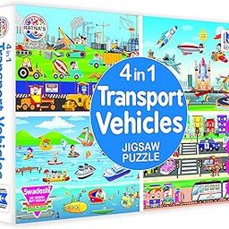 RATNA'S 4 in 1 Transport Vehicles Jigsaw Puzzle for Kids. 4 Puzzles 35 Pieces Each (Road Transport, Water Transport, Air Transport & Construction Vehicles), Multicolor-30