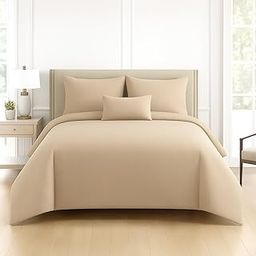 DECOR2ADMIRE 300 TC Premium Glace Cotton Solid Plain Double Bedsheet with 2 Pillow Covers Luxury, Comfort & Style in Every Thread (90" x 100") (Beige)-image-2