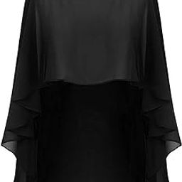 High Low Chiffon Cape DN- 505- Length - Front Short - 15 inches, Back long - 30 inches-image-60