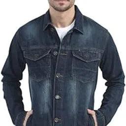 plutus Men's Denim Cotton Solid Spread Collar Slim Fit Full Sleeve Four Pocket Casual Denim Jacket-picture-0