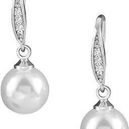 Pearl Studded Silver Plated Drop Earrings Fashion Stylish Jewellry Gift For Girls & Women (PX8E136)-image-3
