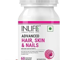 INLIFE Biotin Advanced Hair Skin & Nails Supplement with Multivitamin Minerals Amino Acids for Hair Care - 60 Vegetarian Capsules-11