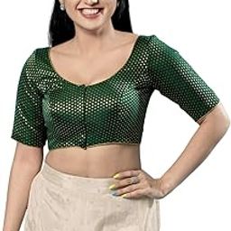 Women's Georgette Padded Self Design Half Sleeve Readymade Saree Blouse (X-1152.ELB)-image-58