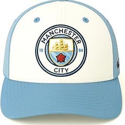 ManCity FC Trucker Baseball Cap, White and Sky Blue, Embroidered Team Logo-23