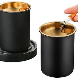 Ahamo Stainless Steel Ashtray with Lid - Windproof Cigarette Ash Tray for Home & Car Use, Durable 7.5cm Portable Metal Ash Tray for Indoor Outdoor (Black)-12