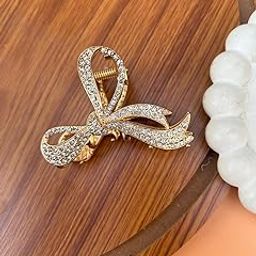 Radhya Accessories 1 Pc Bow Hair Claws Gloss finish Metal Claw Clutchers for Women Girls Trendy Stylish Clutchers Hair Accessories for Women Rhinestone Hair Clips (7 cm) (Design 3)-image-23