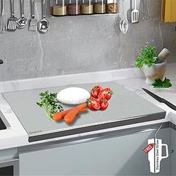 304 Stainless Steel Chopping Board with Lip for Kitchen | with 2 Steel Straw | for Cutting Vegetables, Meat, Fish, Fruits | Reversible | Easy to Wash | Food Grade Steel | Medium | 40 x 32 cm-11