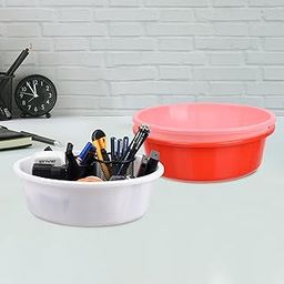 Homestic Pack of 3 Desk Organizer | Stationery Organizer | Multipurpose Organizer | Office Supplies for Pen-Pencil-Staplers | Desktop Organizer | 6 LTR | Red & Light Pink & White-image-63