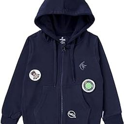 KiddoPanti Boys Solid Full Sleeve Front Zip Open Hooded Sweatshirt with Multiple Badges-image-21