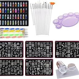 Lifestyle-You Mega Combo Kit of Nail Art Tools 3D Nail Art, Silicone Nail Stamping Image Plates, Nail Art Brush set, Nail Dotting Tool Set, Nail Art Palette-picture-2