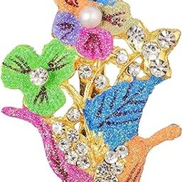 Missmister Brass Goldplated Flower Bouquet design Zari Finish Pearl & CZ Sareepin Dupatta pin Brooch Men Women (MM3624SPDM)-image-66