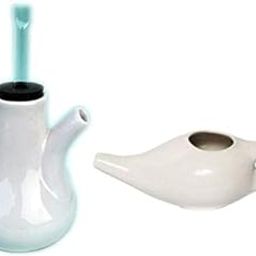 Ceramic Steam Inhaler Pot for Cold, Cough, Sinus, and Nasal Relief | White | Natural Steam Therapy | + JAL NETI POT Made in India-image-87