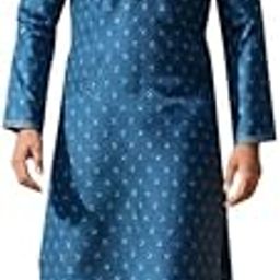 Rama Coloured Jacquard Medallion Patterned Kurta Pyjama Set-image-69
