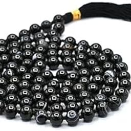 Crystal Palace Black Sulemani Hakik/Botswana Agate Crystal Jap Mala Negative Energy Remover AAA Grade-image-40