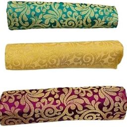 Women's Jacquard Fabric Festival Wear Unstitched Blouse Piece Material 1.00 Mtr Pack Of 3 (L_210026_Green Yellow Wine)-image-68