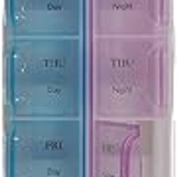 Kolorup Beauty 7-Day Pill Organizer, Weekly Medicine Storage Container, Set of 2, Purple and Blue-image-1