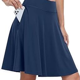 Women Knee Length Tennis Golf Skorts Skirts Summer High Waisted Athletic Skirt Casual Travel Built-in Shorts Clothes-image-52
