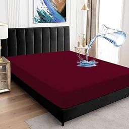 BeyBee 100% Waterproof Premium Cotton Terry Mattress Protector | Breathable, Hypoallergenic, Washable & 2X Absorbency | Ultra Soft Easy Elastic Fitted Bed Protector (Size-75 * 60, Maroon)-picture-10