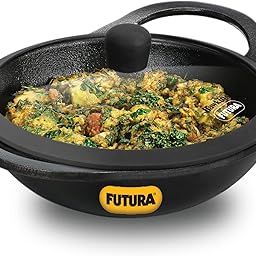 Hawkins Futura 2 Litre Cast Iron Kadhai, Naturally Nonstick Cast Iron Kadai with Glass Lid, Cast Iron Cookware for Kitchen, Black (CIK20G)-23