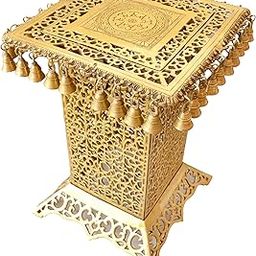 Two Moustaches Ethnic Design Brass Decorative Corner Table with Hanging Bells Showpiece for Home Decor, Brass Side Table, Side Tables for Drawing Room, 20 Inches, Weight - 21 Kg, Pack of 1-image-48