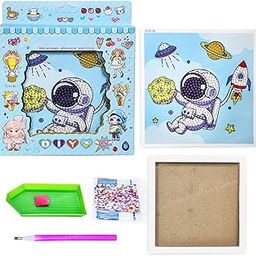 FunBlast Diamond Painting Kit for Kids with Frame & Tools - Space Theme Painting Set for Kids, 5D Diamond Painting Set, DIY Art & Craft Materials for Kids, Return Gifts for Kids (15 X 15 Cm)-25