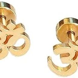 Valentine Jewellery Stainless Steel Mens Earrings Om Black Gold Silver Piercing Screw Bali Stud Hoops Earing Multicolor Earrings Combo For Men Boys Unisex-image-21