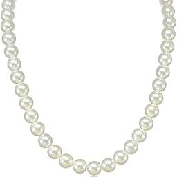 Pearl Mala White Single Line 8MM String Necklace Jewellery For Women & Girls (20 inch 8 mm off white mala)-image-25