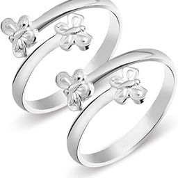 925 Sterling Silver Butterfly Toe Rings for Women and Girls | Adjustable Bichhiya | Silver Polish Finish-image-99