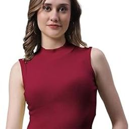 Women High Neck Designed Sleeveless Black Tank Top-image-103