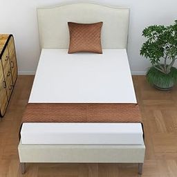SHRIANAND CREATIONS 200TC Solid Quilted Velvet Single Bed Runner Scarf with Matching Cushion Covers/Slipcover Mattress Protector/Bed Linen Scarf/Decorative Set for Bedrooms/Hotel Rooms (Brown)-image-45