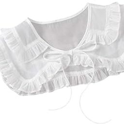 Fashion Women Girls Lace Chiffon False Collar Shawl Detachable White-picture-10