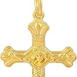 1 Micron Gold Plated Cross Christ Crucifix Cross Jesus Engraved Pendant with Rope Chain Necklace Spiritual Symbol Jewelry for Unisex-image-93
