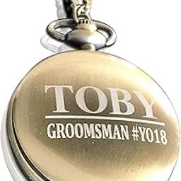 Engraved Pocket Watch - Wedding Groomsmen Personalized Unique Gifts - Chain, Box and Engraving Included, Comes in 4 Colors-image-51